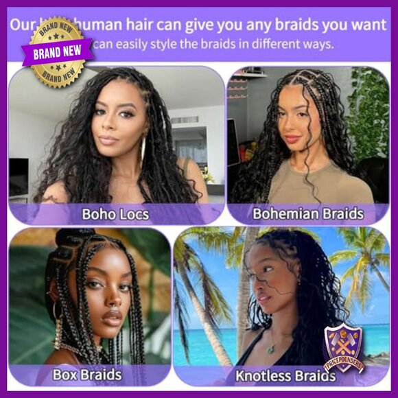 20 Inch Human Hair Extensions 110g Curly Deep Wave Boho Braiding Hair